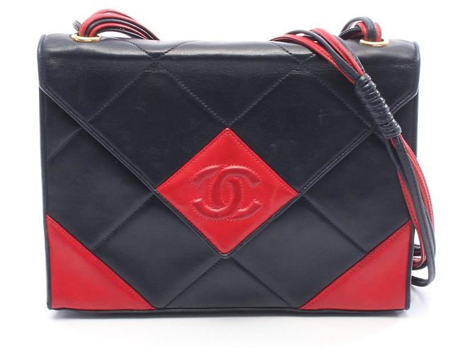 Bolso de Hombro Chanel Coco Mark Roja Azul marino
