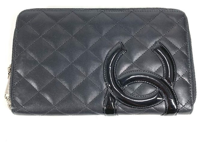 Chanel Cambon Line Long Wallet Black Pink