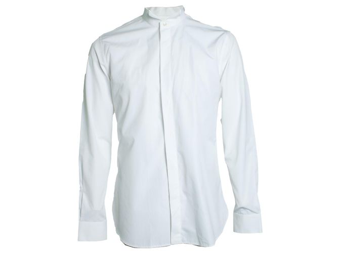 Saint Laurent, Camicia bianca basic con colletto rotondo Bianco