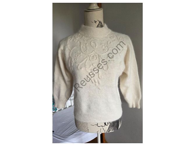 Autre Marque Cremefarbener Wollpullover Größe 40 in sehr gutem Zustand