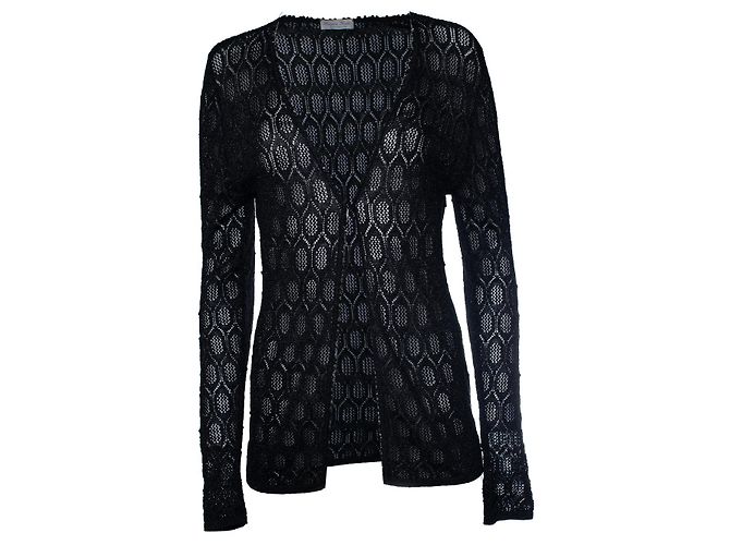 Autre Marque Strickjacke aus Lurex mit Perlen von Cesare Gatti Schwarz