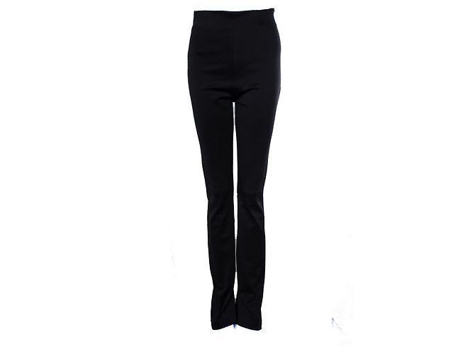 Autre Marque Schwarze glänzende Rohe-Hose mit Schlitzen