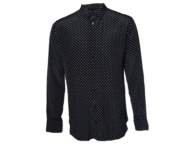 Camicia in seta nera con stampa di teschio Alexander McQueen Nero