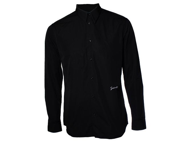 Givenchy, Camicia nera in cotone con logo Nero 