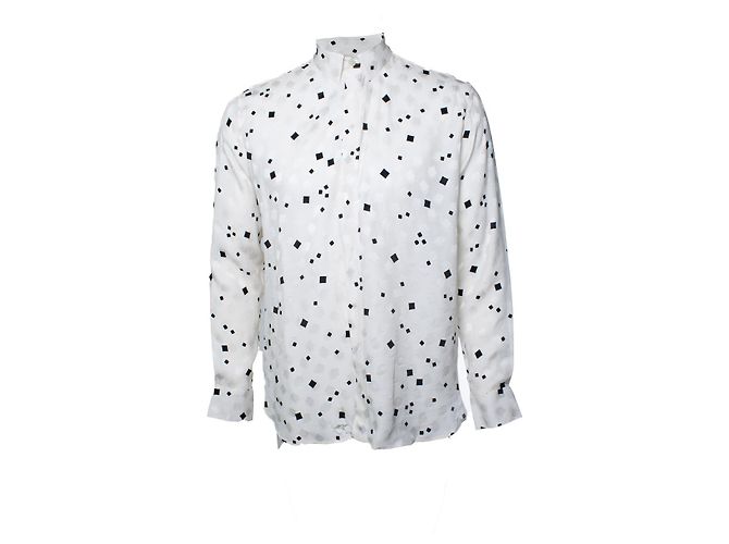 Camicia bianca Saint Laurent con cubi opachi e lucidi Nero Bianco