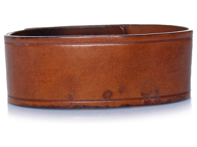 Acne Studios, pulseira de couro com punho Marrom