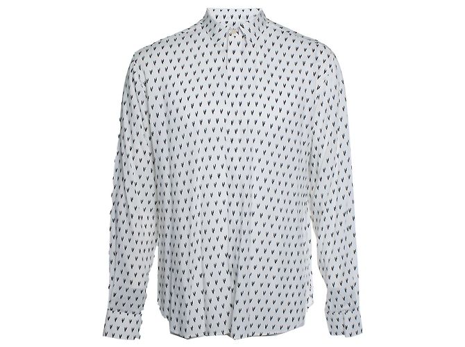 Camicia bianca Saint Laurent con stampa V 2017 Nero Bianco