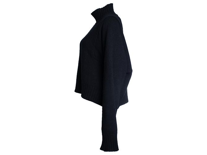 Jil Sander, pull à col roulé en tricot Noir