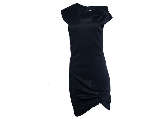 Vestido preto assimétrico com ombro à mostra Helmut Lang