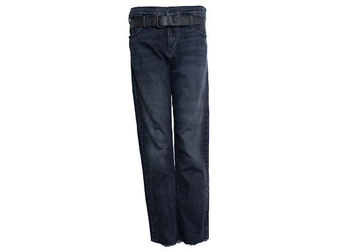 RtA, jeans preto de perna larga com cinto