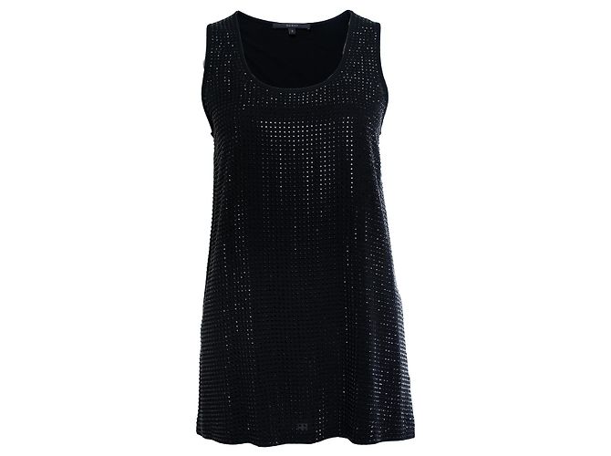 Gucci, top preto sem mangas com strass