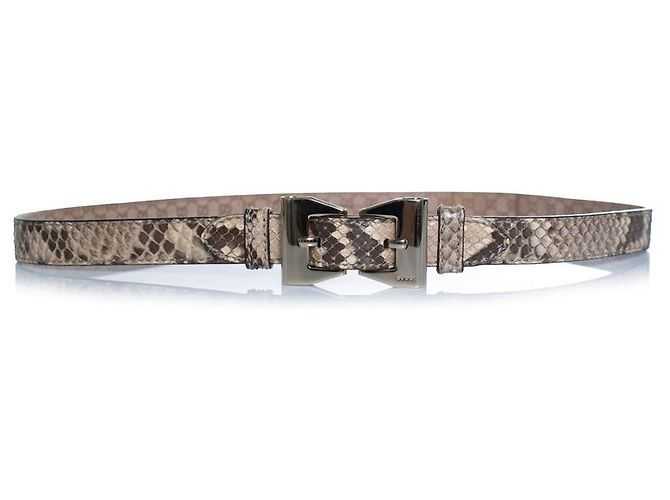 Cinto de couro de python Gucci com laço de metal dourado Marrom