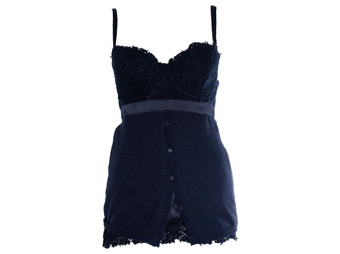 Ermanno Scervino, Top de lingerie azul com lã