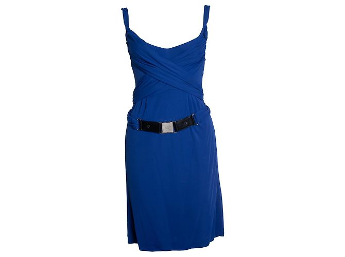 Gucci, blaues Kleid mit Wickelgürtel