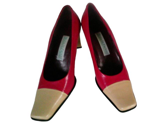Autre Marque Escarpins Moda Di Fausto Vermelho e Bege Couro 36