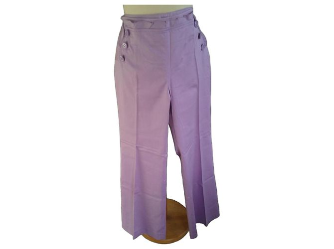 Autre Marque Pantalones Bridge Chiara D'este Malva Algodón Talla 40 Lavanda