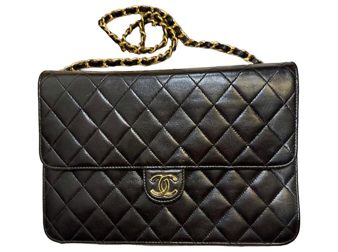 Borsa Chanel Timeless Classique 25 in pelle di agnello nera Nero