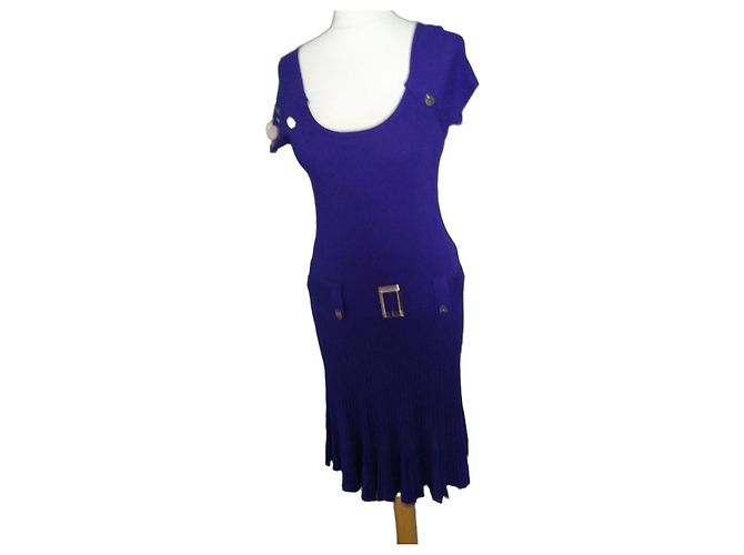Autre Marque Morgan Strickkleid aus blauer Viskose