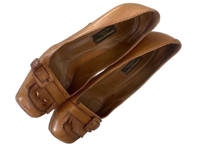 Sonia Rykiel Mokassin-Schuhe mit Absatz aus Lammleder Camel Kamel
