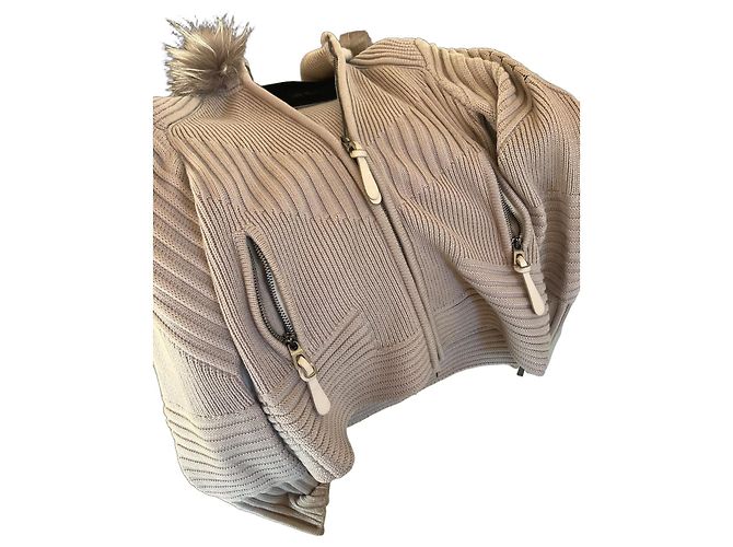 Barbara Bui Strickjacke aus Wolle in Grau mit Silberfuchs
