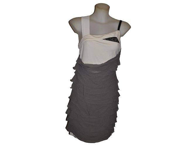 Alessandro Dell'Acqua Mini Kleid Weiß Grau Viskose