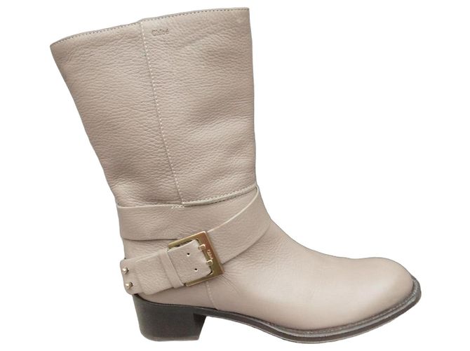 Bottines Chloé en cuir beige