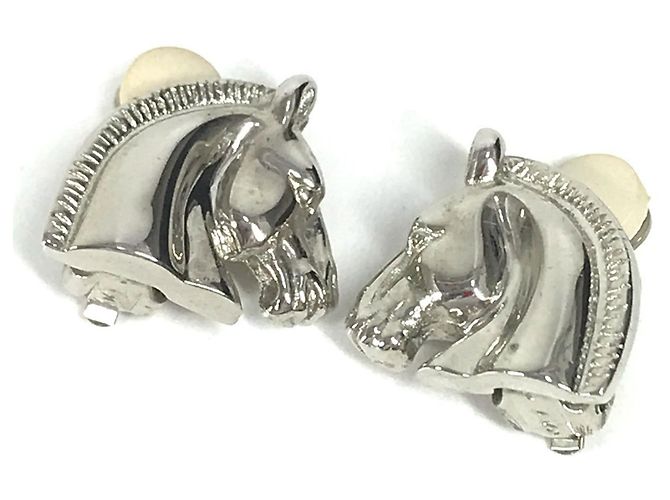 Clip-Ohrringe mit Cheval-Logo von Hermès Silber
