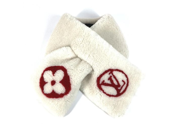 Écharpe Monogram Flower Louis Vuitton Blanc Rouge