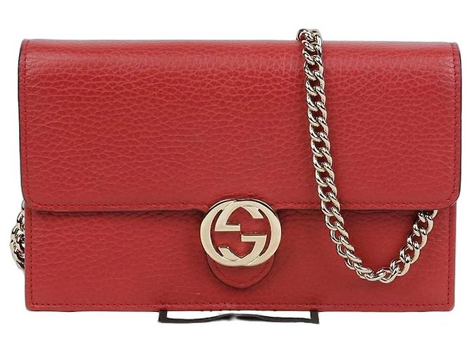 Gucci Bolsa de ombro cruzada Mini Woc entrelaçada Vermelho