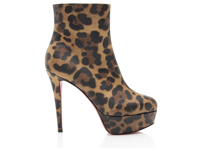 Botas de plataforma Bianca de cuero leopardo Christian Louboutin Negro