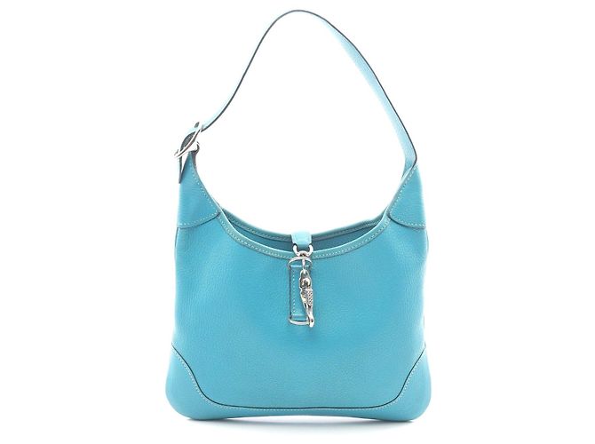 Bolsa de Ombro de Couro Trim 24 da Hermès Azul