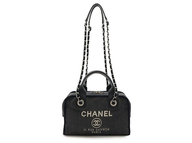 Bowling Bolsa de boliche em denim Chanel Azul