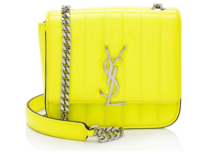 Saint Laurent Patent Leather Monogram Vicky Small Shoulder Bag