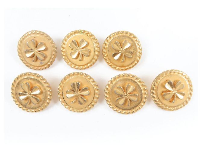 Ensemble d'accessoires boutons trèfle Chanel Doré