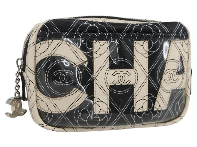 Camera Clutch de Câmera com Logo Chanel em Lona Impressa Preto