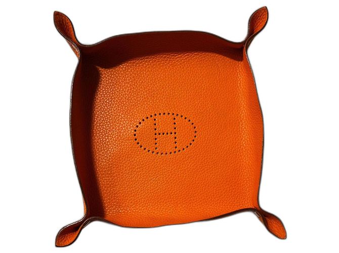 Hermès H Evelyne Tablett Orange Lammleder 