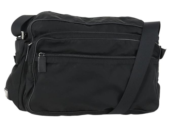 PRADA Shoulder Bag Nylon Black Silver Auth ka1156 Silvery