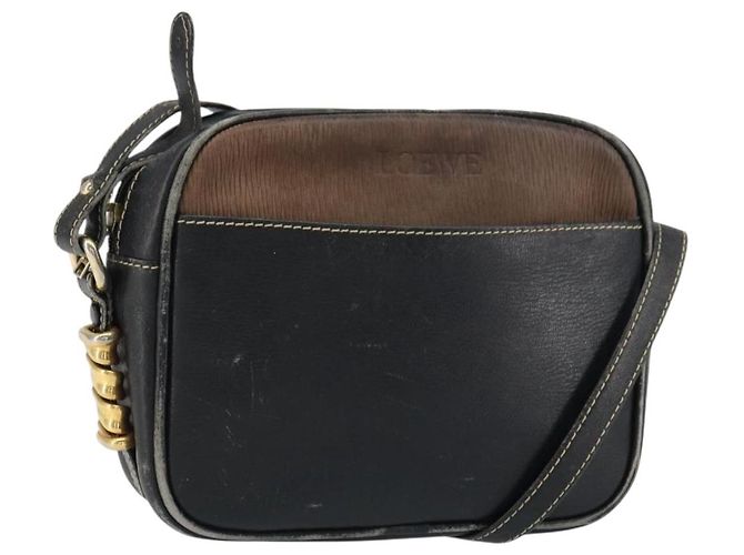 Borsa a Spalla LOEWE in Pelle Nera Oro Auth 160679 Nero D'oro