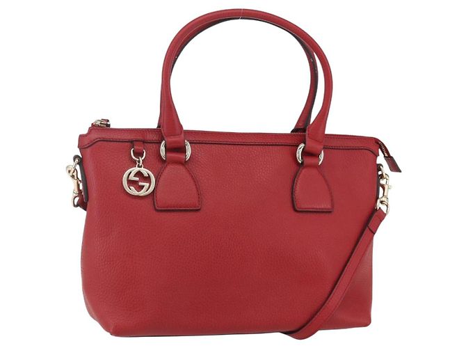 GUCCI Interlocking Handtasche Leder 2way Rot Gold 449659 Auth ep12480 Golden