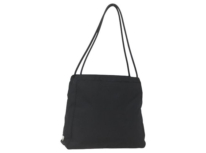 PRADA Tote Bag Nylon Black Silver Auth 158382 Silvery