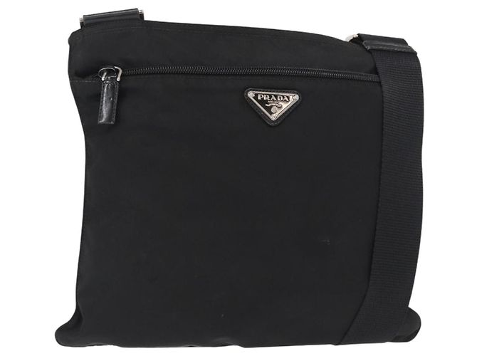 Borsa a Spalla PRADA Nylon Nero Argento Autentica am9977