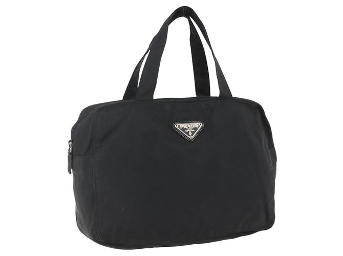 PRADA Borsa a mano in nylon nero argento Auth ar13896