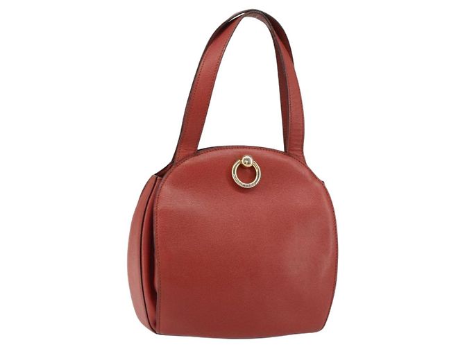 Céline Bolsa de mão CELINE em couro vermelho e dourado Auth bs32099