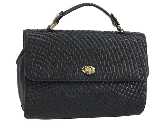 BALLY Handtasche aus Leder Schwarz Gold Auth 158057 Golden