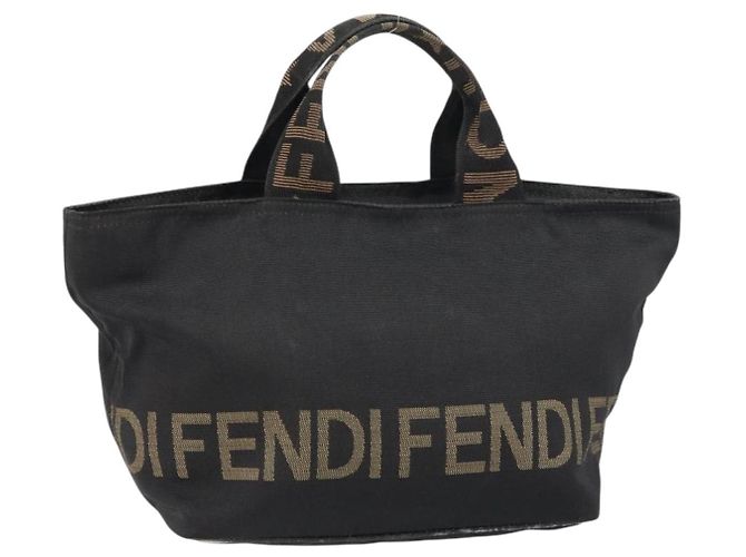 FENDI Handtasche aus schwarzem Nylon mit Silber authentisch 160704