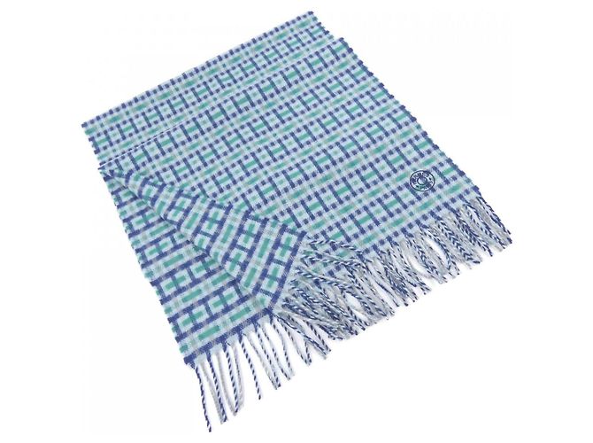 Xale de cashmere Hermès - H394083T Azul Verde Azul marinho