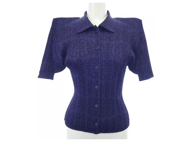 Issey Miyake Camisa S/S Pleats Please Púrpura