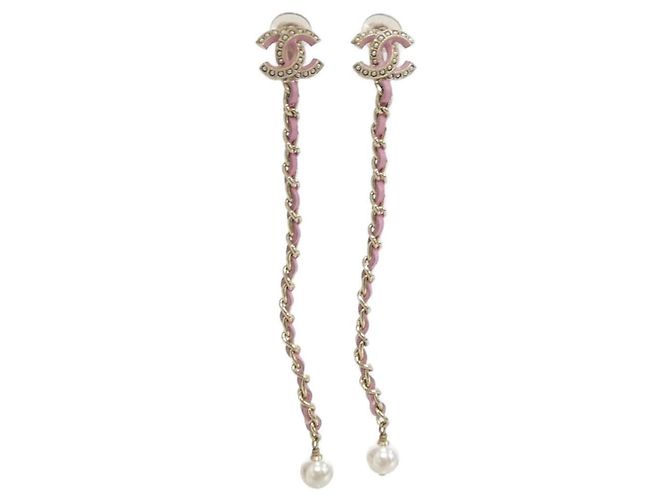 Pendientes Clip AB1517 de Chanel Rosa Blanco Dorado