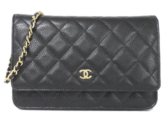 Chanel Timeless Classic Chain Wallet Black Dark red