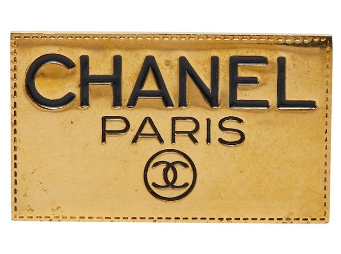 Chanel Goldplated Logo Brosche Golden